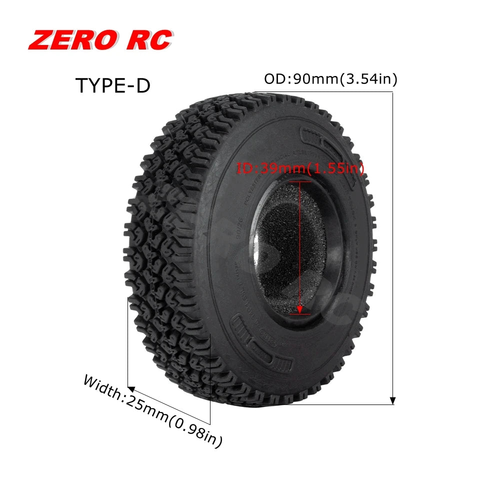 RC Crawler Car Soft 1.55" Off Road Mud Tires 76*27mm 95*35mm Foam Insert For D90 TF2 Tamiya CC02 LC70 MST JIMNY Blocks WHEEL