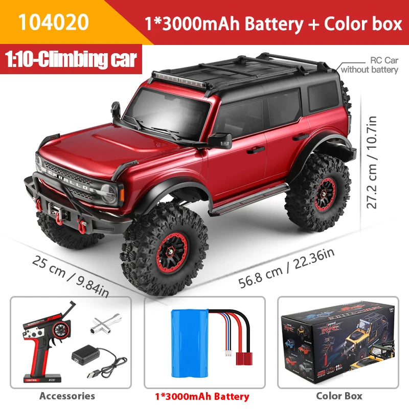 WLtoys 104020 1/10 Professional RC Car Off Road 4x4 2.4G 4WD Remote Control Cars 45 Minutes Working Time Climbing Car Adult Toy