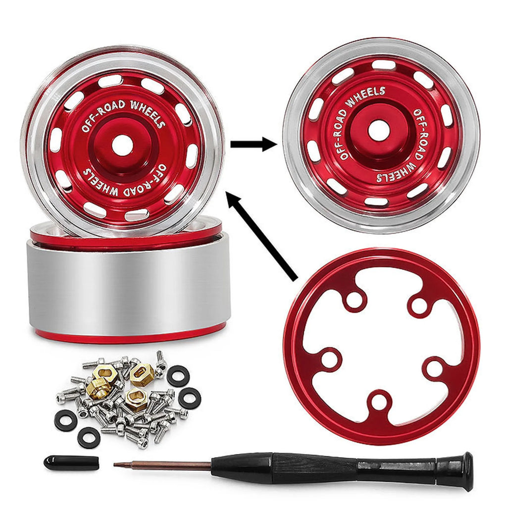 0.7 RC Crawler Tires OD 1.57'' 1/30 Soft Rubber All Terrain Tyres Beadlock Wheels Rims for 1:30 1/32 Rock Mud Car Axial SCX30