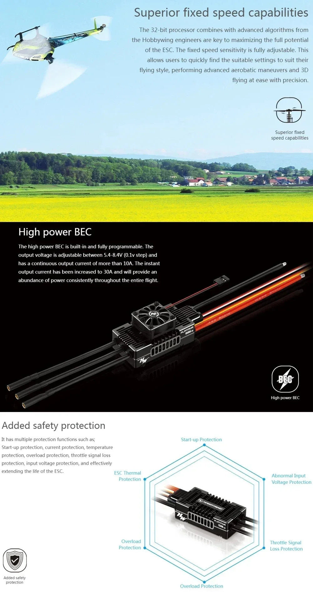 Hobbywing Platinum V5 80A 120A 150A 3-8S Brushless ESC Electric Speed Control Switchable BEC Output For RC Helicopter Fixed-Wing