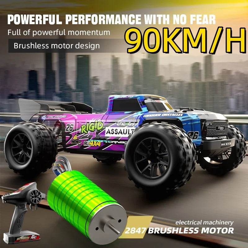 90KM/H High Speed Brushless Four-Wheel Drive Remote Control Car Off-road Vehicle RC Drift Racing With Lights RC Car Adult Toys