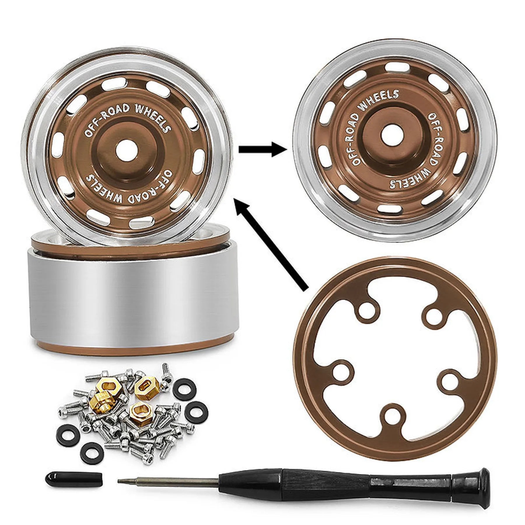 0.7 RC Crawler Tires OD 1.57'' 1/30 Soft Rubber All Terrain Tyres Beadlock Wheels Rims for 1:30 1/32 Rock Mud Car Axial SCX30