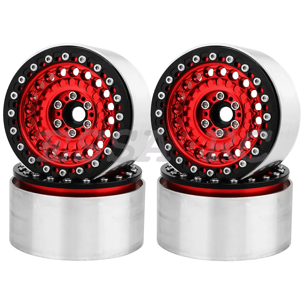 2/4Pcs 2.2 Inch Metal Alloy Beadlock Wheel Hub Rim Rims Aluminum Alloy for TRX4 TRX6 Axial SCX10 III  1/10 RC Crawler