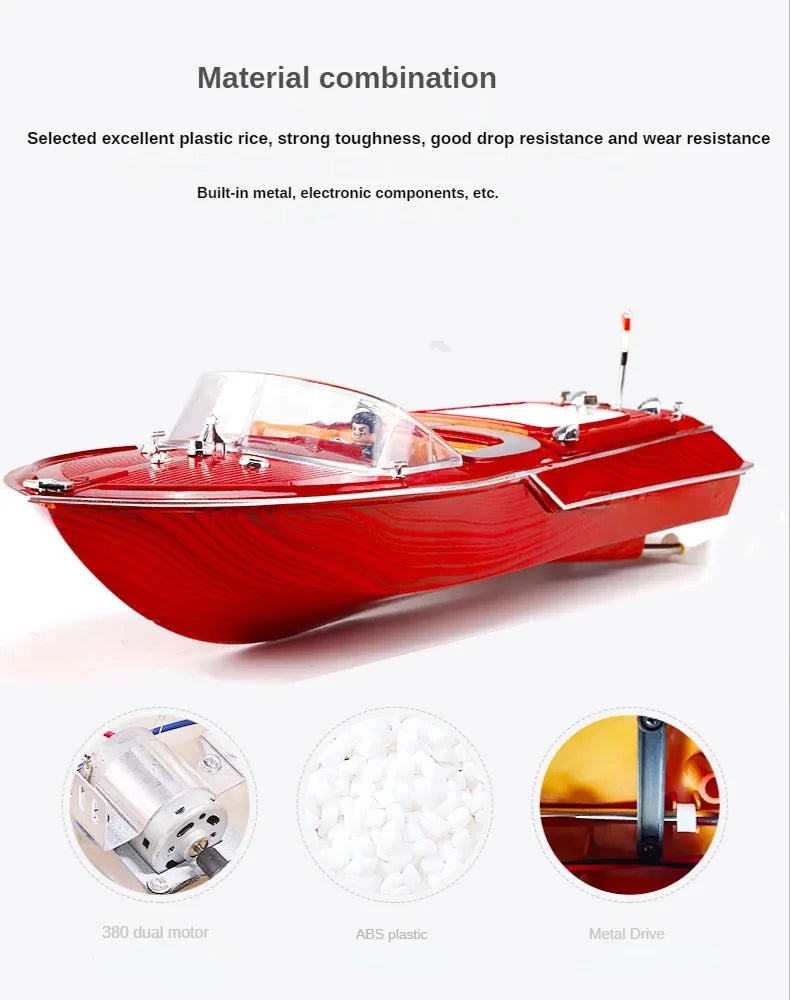 Remote Control Boat Retro Speed Boat High Horsepower Electric Yacht Cruise Model Racing Boat Boy Water Classic Toy