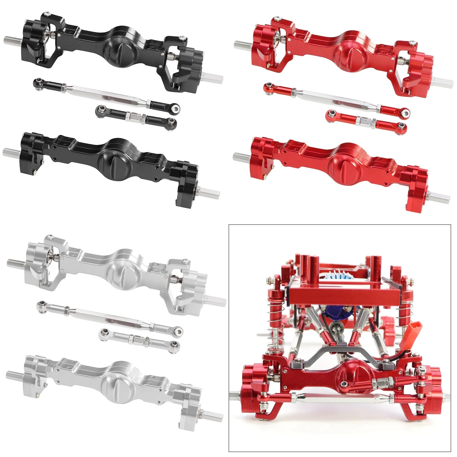 WPL C74 CNC Aluminum Front Rear Portal Axle Set Complete Axles For RC Car 1/16 WPL C14 C24 B14 B24 B16 B36 C64 C64-1 1/10 C74-1