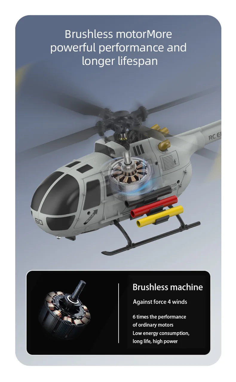RC ERA C186S Remote Control Helicopter Six-Pass Simulation Brushless Flight Model BO105 Optical Flow Positioning Boy Toy Gift