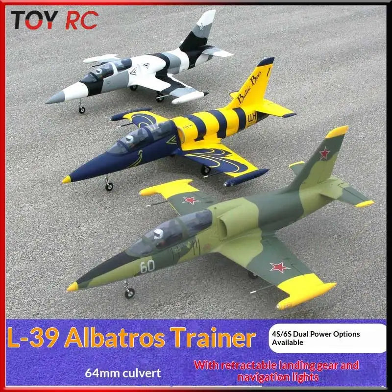Flyfans L-39 Rc Airplane 64mm Edf Fixed Wing Jet With Retractable Landing Gear Navigation Lights 4s 6s Dual Power Hobby Aircraft