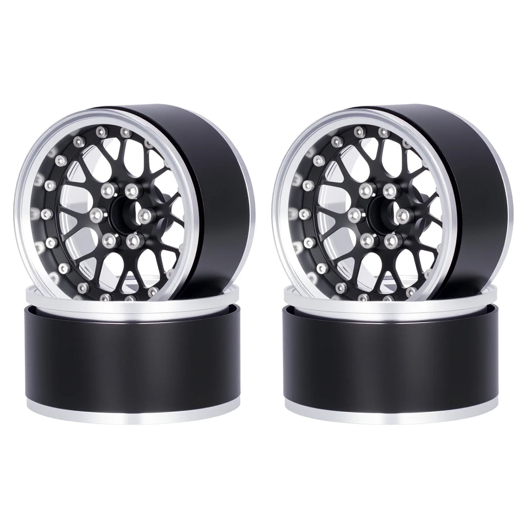 4Pcs Aluminum Alloy 2.2" Beadlock Wheels, Universal Fit for 1/10 RC Crawler Car Axial SCX10 II III & Traxxas TRX4