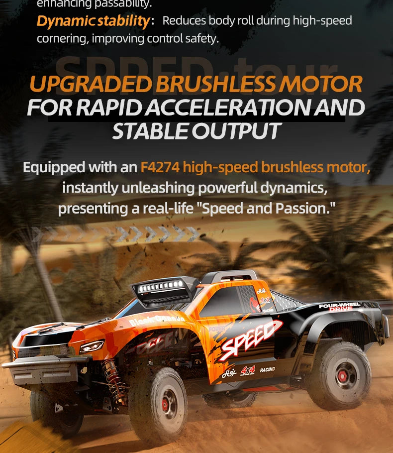 JJRC C8822 1/8 remote control car with four-wheel drive, full-scale racing cars without brushes, high-speed off-road toy vehicle