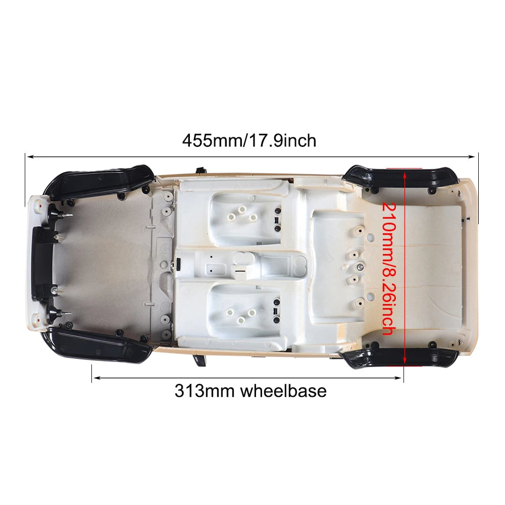 Hard Plastic Car Shell 313mm Wheelbase Jeep Wrangler Rubicon Body Kit for 1/10 RC Crawler Axial SCX10 90046 90047 RGT EX86100