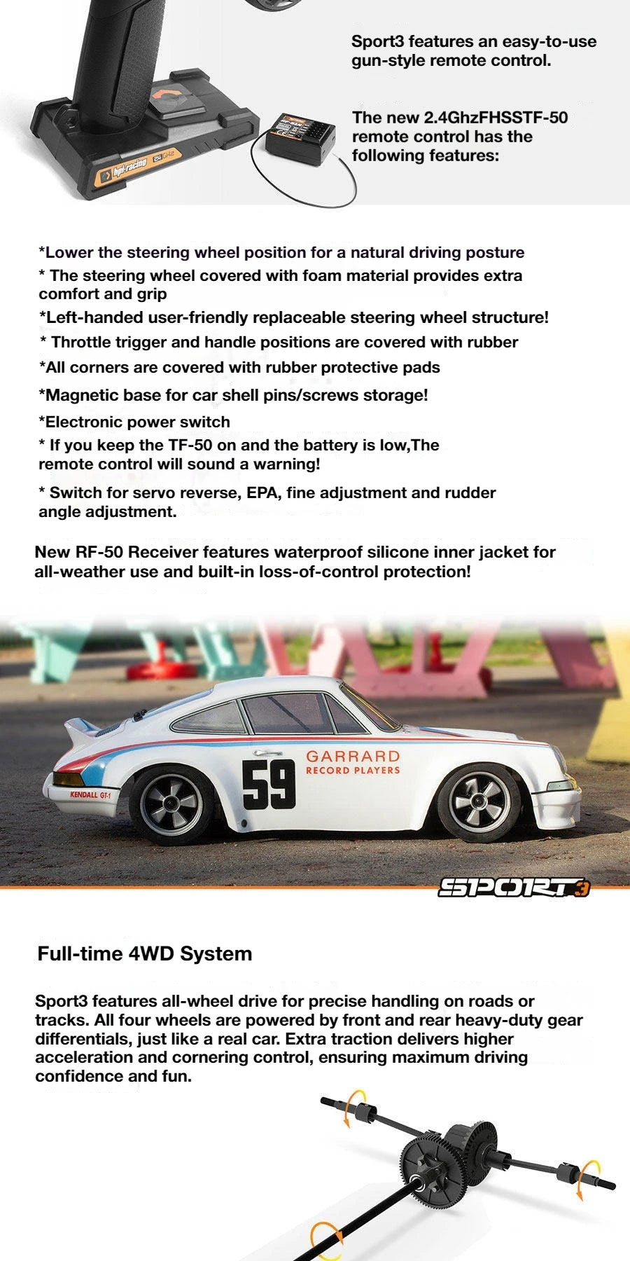 HPI 1:10 SPORT 3 Simulation 1973 Carrera 4WD Brushless Limited Edition Remote Control Electric Drift Car Hobby RC Boy Toy RTR