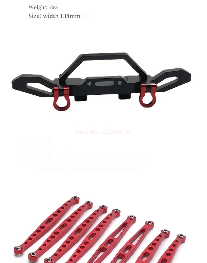 HB 1/10 ZP1001-ZP1007 RC Car Upgrade Metal Front Rear Bumper Shock Absorber Steering Cup Gear Steering Gear Arm Spare Parts