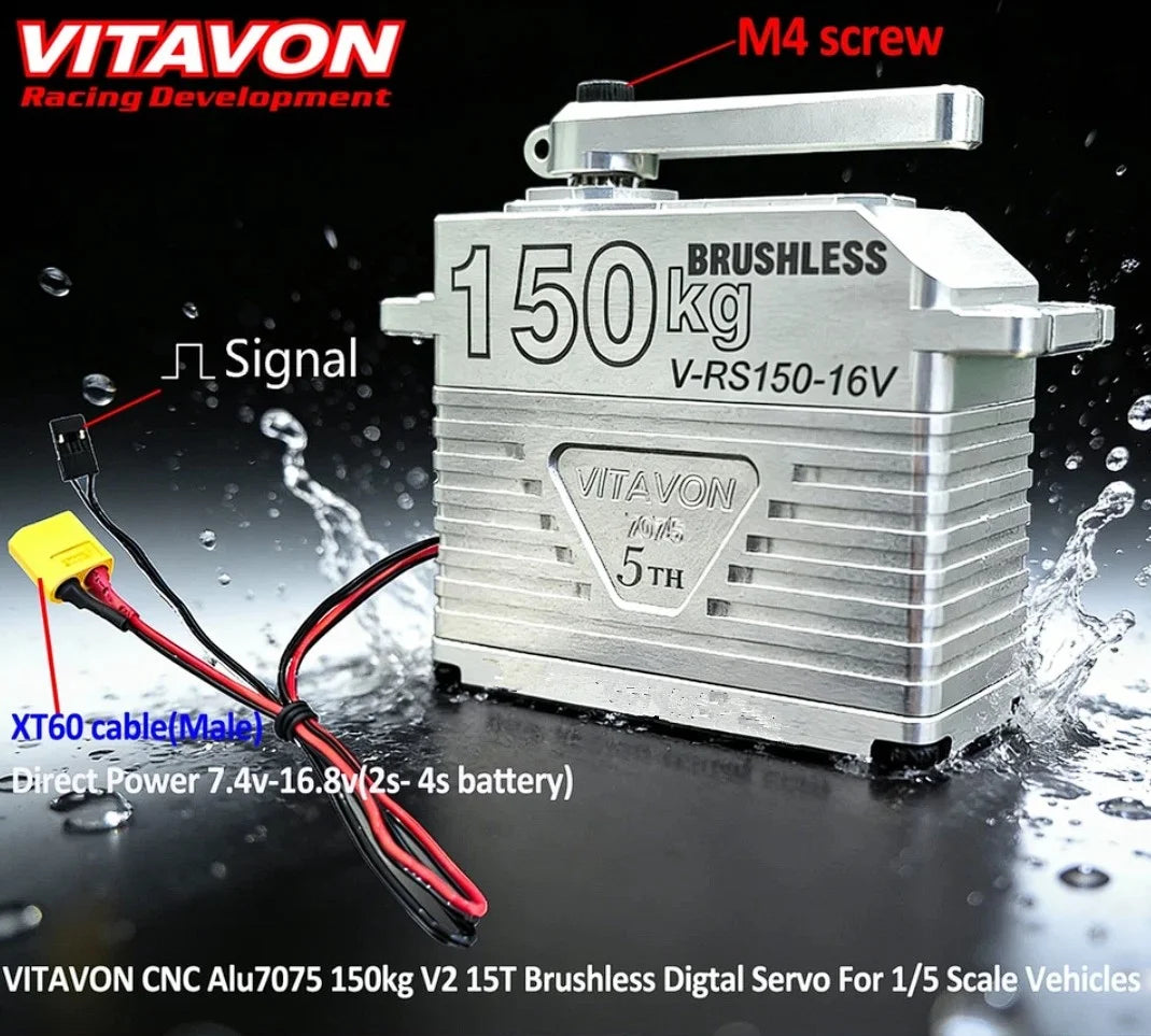 VITAVON 7075 Aluminum Servo150kg15T Brushless Digtal Servo Metal Gear Steering Brushless Servo For RC 1/5 Car Losi 5ive-B 5T