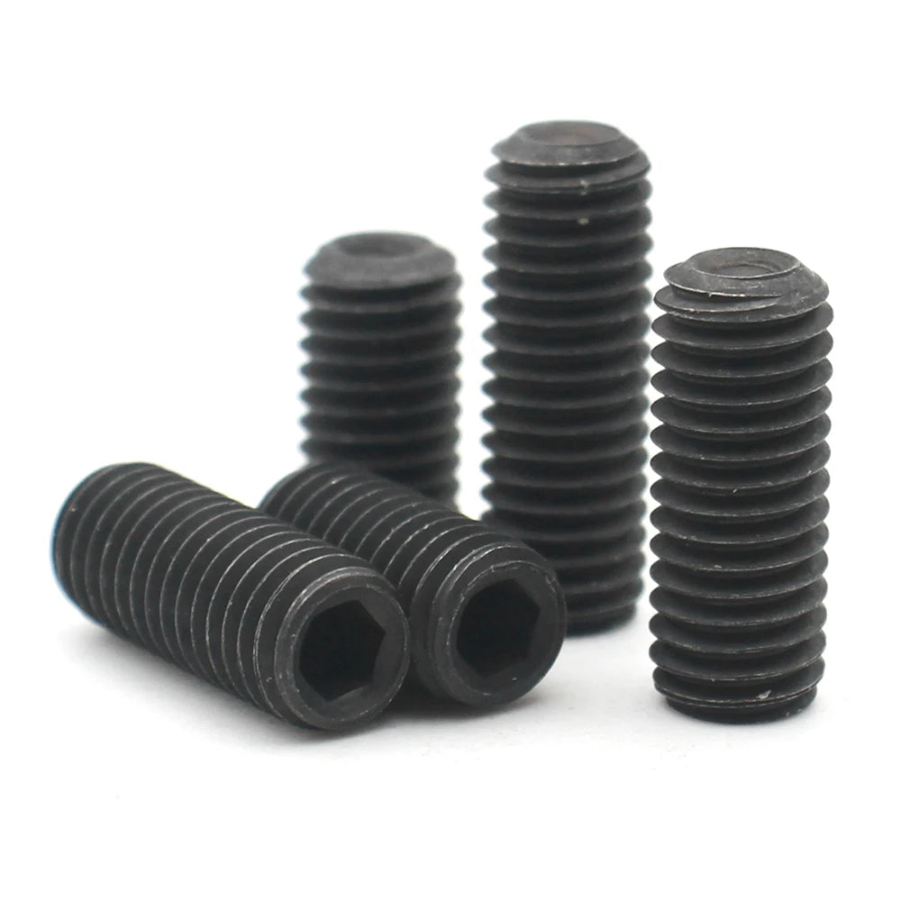 10pcs M2 M2.5 M3 M4 M5 M6 M8 M10 Black Grade12.9 Carbon Steel Hexagon Hex Socket Set Screw Headless Cup Point Set Screw
