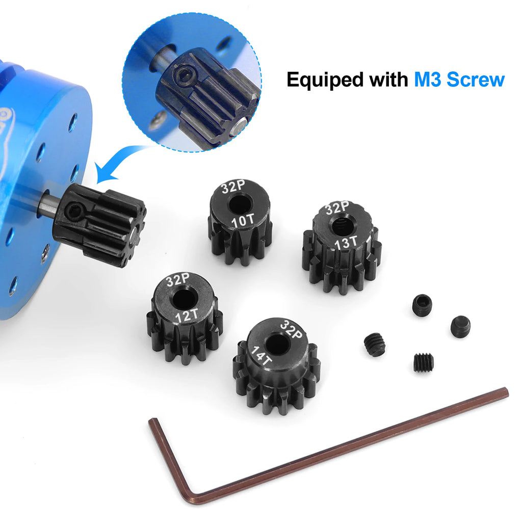 Steel Hardened 48P/32P Pinion Gears 13T 14T 15T 16T 17T 3.175mm Shaft for Traxxas Arrma HSP HPI AXIAL Tamiya Losi 1/10 RC Car