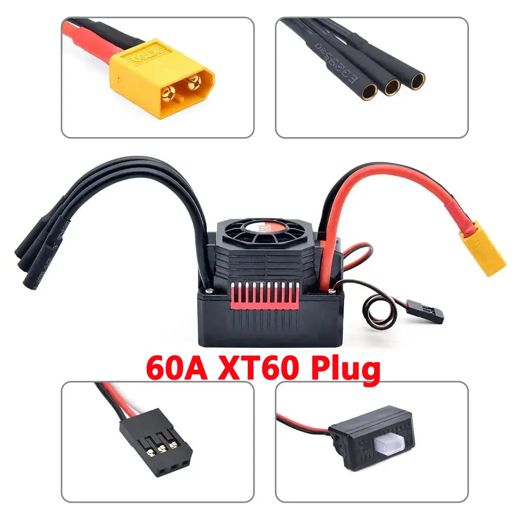 Surpass Hobby KK 3650 Combo Waterproof Brushless Motor 7700/6900/4500/3600/3100KV 3.175mm Shaft w/ 60A/120A ESC for 1/10 RC Car
