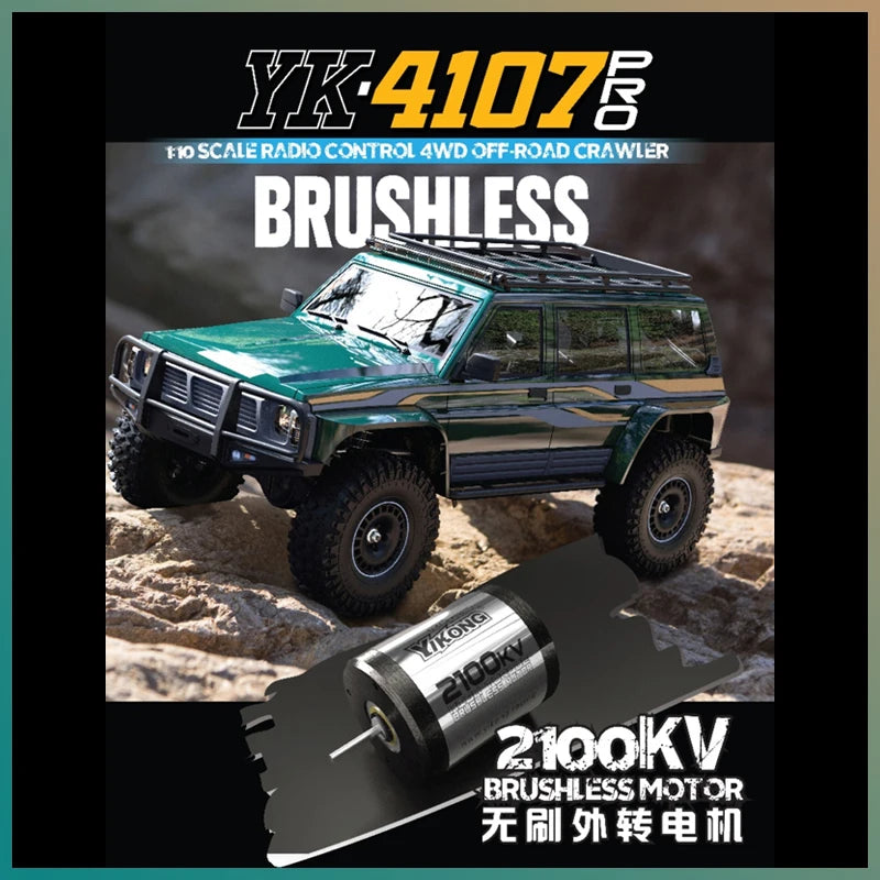 YIKONG YK4107/PRO 1/10 Scale 4WD RC Car Dual Speed Brushless Off-Road Crawler Truck Realistic RC Model Toy Gift for Ages 14+