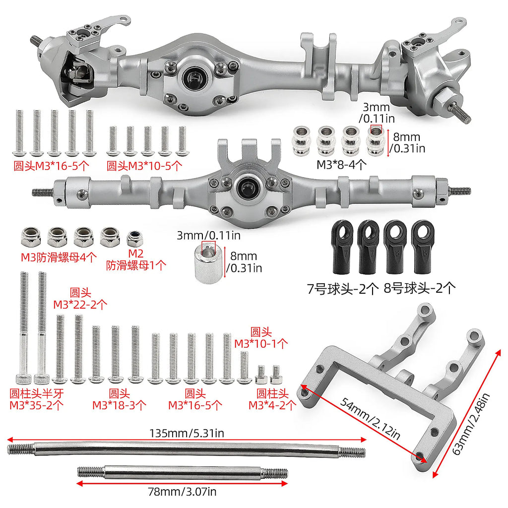 F10T CNC Aluminum Axle Set for Axial SCX10 II SCX10 III VS4-10  10.2 Complete Upgrade Axles Assembly for RC Crawler Truck Parts