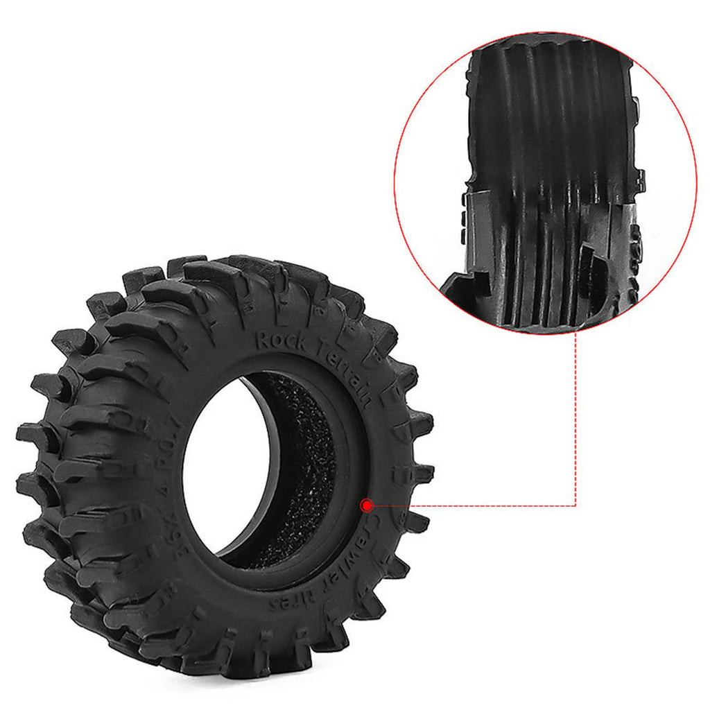0.7 RC Crawler Tires OD 1.57'' 1/30 Soft Rubber All Terrain Tyres Beadlock Wheels Rims for 1:30 1/32 Rock Mud Car Axial SCX30