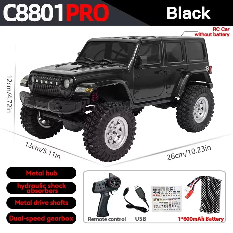 C8801 PRO/ C8801 1/18 RC Car With Light 2.4G 4WD Electric Climbing High-Speed Off-Road Vehicle Remote Control Toys For Kid Adult