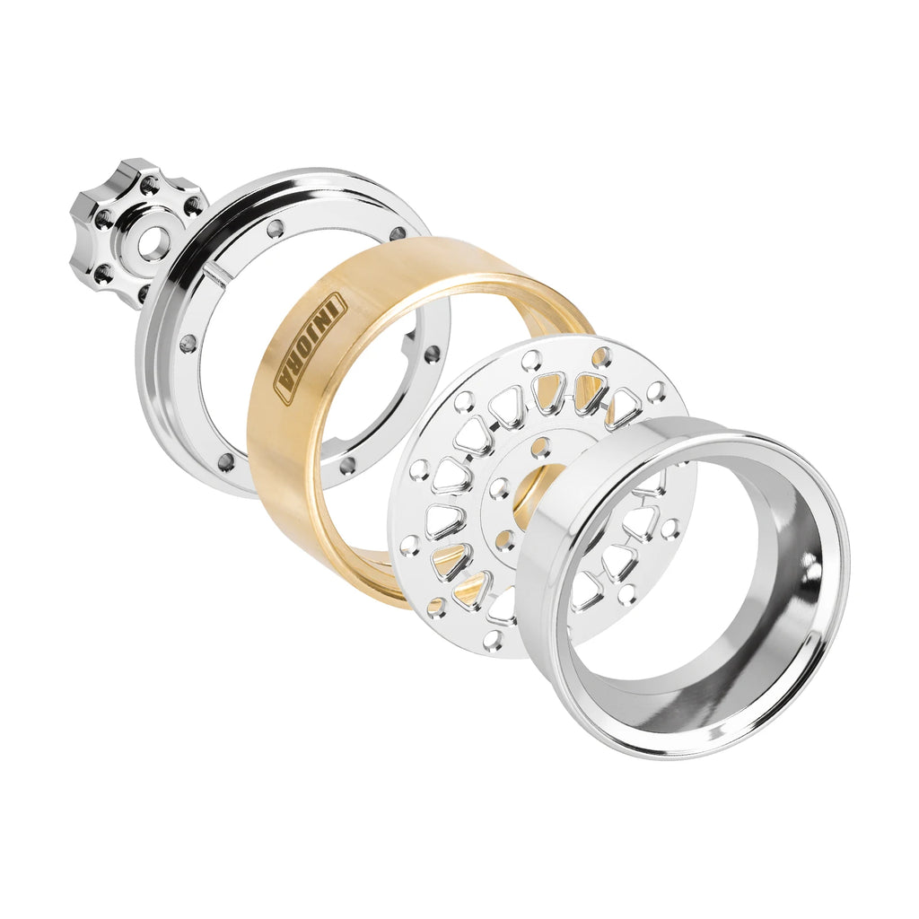 INJORA ModuWheel 1.3" Brass & Aluminum Beadlock Wheels, Negative Offset, for 1/18 1/24 RC Crawlers