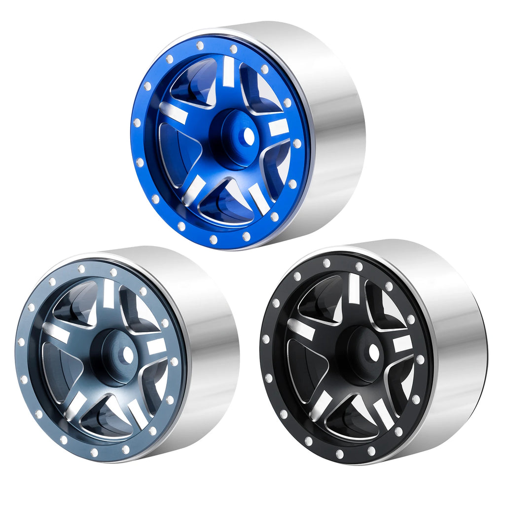 AXSPEED 4PCS CNC Aluminium 1.3inch Beadlock Wheel Rim Wheel Hub for TRX4M Axial SCX24 FMS FCX24 1/18 1/24 RC Crawler Car
