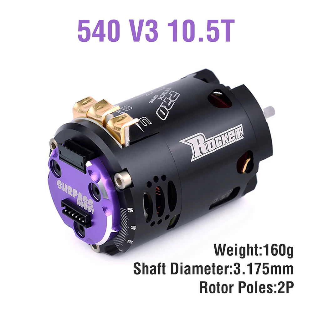 Surpass Hobby Rocket 540 V3 Brushless Motor 5.5T 6.5T 8.5T 10.5T 13.5T 21.5T For Modified Competition 1/10 1/12 F1 RC Drift Car