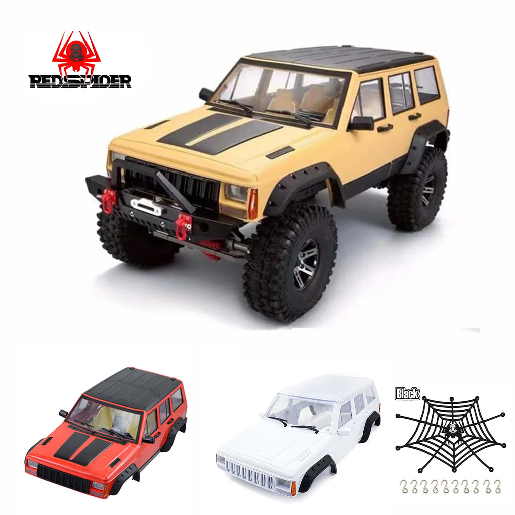 RED SPIDER Painted Cherokee Body 313mm 12.3" Wheelbase Plastic Car Shell for RC Crawler Axial SCX10 & SCX10 II 1/10  90046 90047