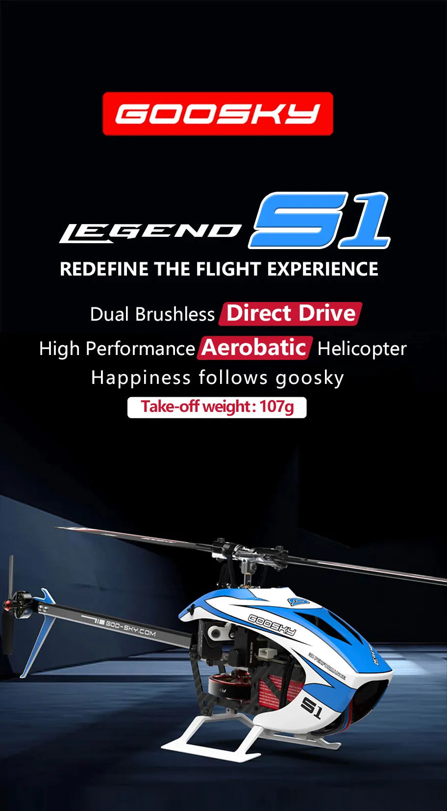 Hot Rc Goosky S1 Bnf/Rtf 6ch 3d Stunt Double Brushless Motor Direct Drive Motor Flybarless Direct-Drive Rc Helicopter Toy Gift