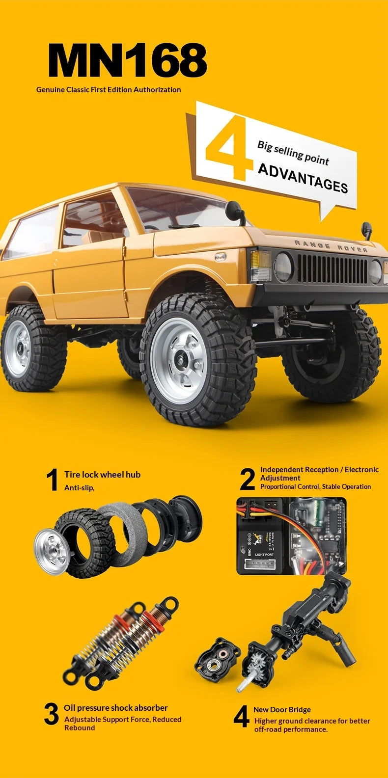 New Hot Selling MN168 1:12 4WD RC Off Road Climbing Car Portal Axle Electric Remote Control Truck Model Toy for Outdoor Play