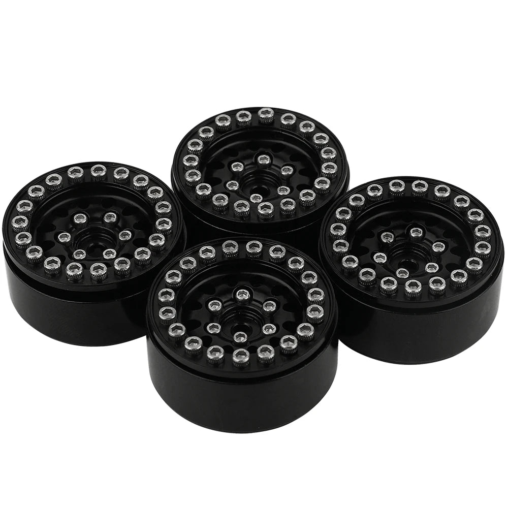 4PCS 1.0 Inch Aluminum Alloy Beadlock Wheel Hub Rims For RC Crawler Car Axial 1/24 SCX24 AX24 1/18 TRX4M Wheels Upgrade Parts