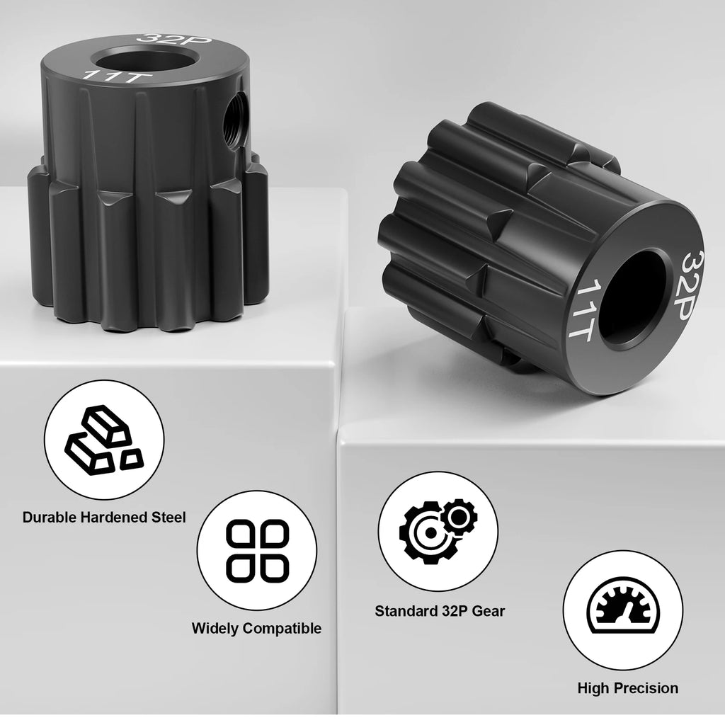 Steel Hardened 48P/32P Pinion Gears 13T 14T 15T 16T 17T 3.175mm Shaft for Traxxas Arrma HSP HPI AXIAL Tamiya Losi 1/10 RC Car