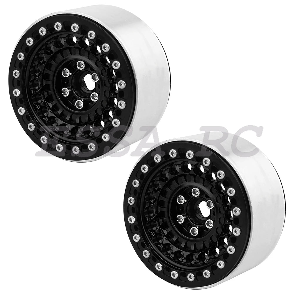 2/4Pcs 2.2 Inch Metal Alloy Beadlock Wheel Hub Rim Rims Aluminum Alloy for TRX4 TRX6 Axial SCX10 III  1/10 RC Crawler