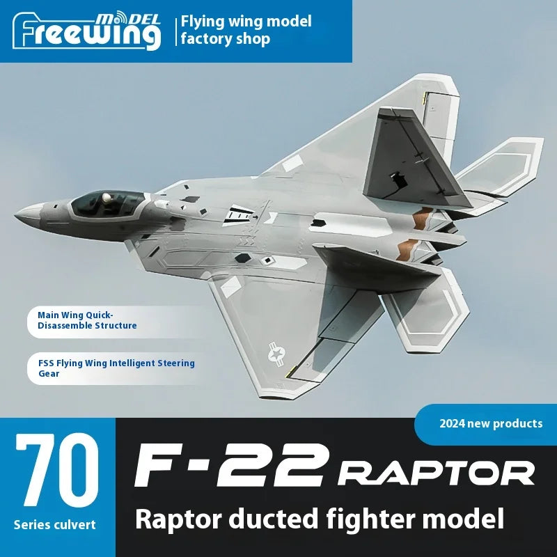 Freewing Flying Wing Model 70mm F-22 Raptor American "Raptor" Channel Fifth Generation Fighter Model Aircraft Toy Model