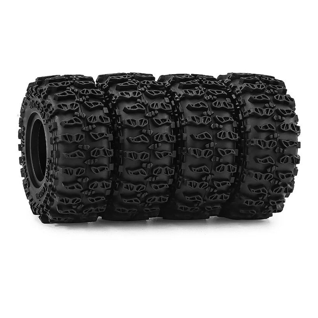 0.7 RC Crawler Tires OD 1.57'' 1/30 Soft Rubber All Terrain Tyres Beadlock Wheels Rims for 1:30 1/32 Rock Mud Car Axial SCX30