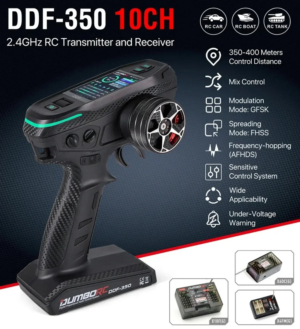 DUMBORC DDF-350 10CH 10 Channel Transmitter P6F P6DCG Gyro Receiver Metal Handwheel Remote Controller for RC Car Plane Boat