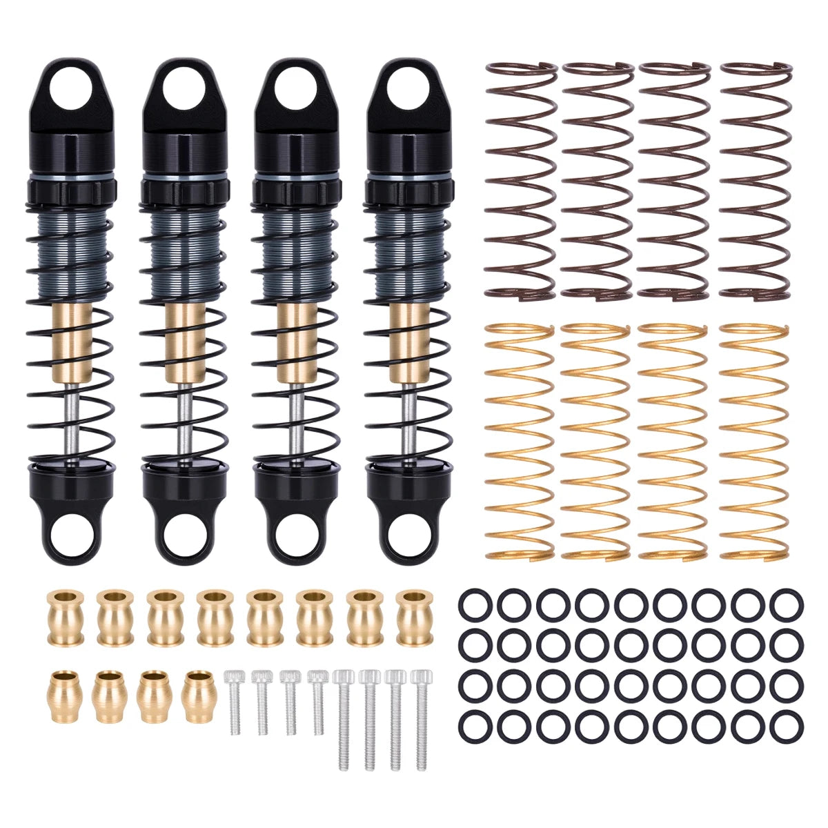 Axial SCX30 Aluminum Shock Absorber Set, 28.5mm with 3 Spring Rates, Full Car Kit for Performance Upgrade