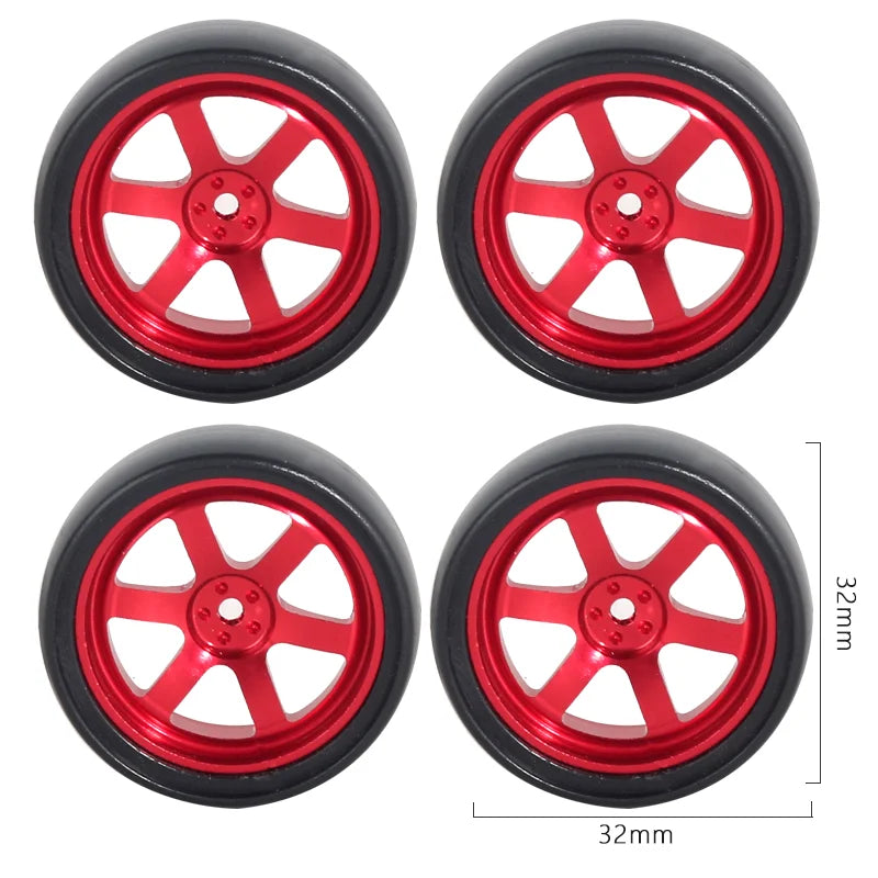 1:18 LDRC LD1801 LD1802 LD1803 LD1804 A01 A02 A86 4pcs Metal 32mm RC Hard Drift Tire Wheel Hard Tyre 1/18 RC Car Upgrade Parts