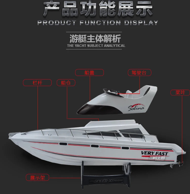 Remote Control Boat High-Speed Speedboat Model Boat Simulation Yacht Rowing Boat Model Remote Control Speedboat Toy Boat Airship