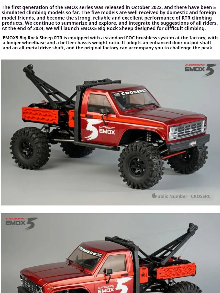 New Crossrc Emo X5 Foc Brushless 1/8 Rc Remote Control Model Cars Off-Road Crawler 4wd Road Rescue Vehicle Children'S Toy Gift
