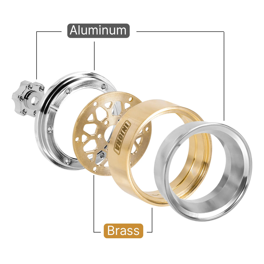 INJORA ModuWheel 1.3" Brass & Aluminum Beadlock Wheels, Negative Offset, for 1/18 1/24 RC Crawlers