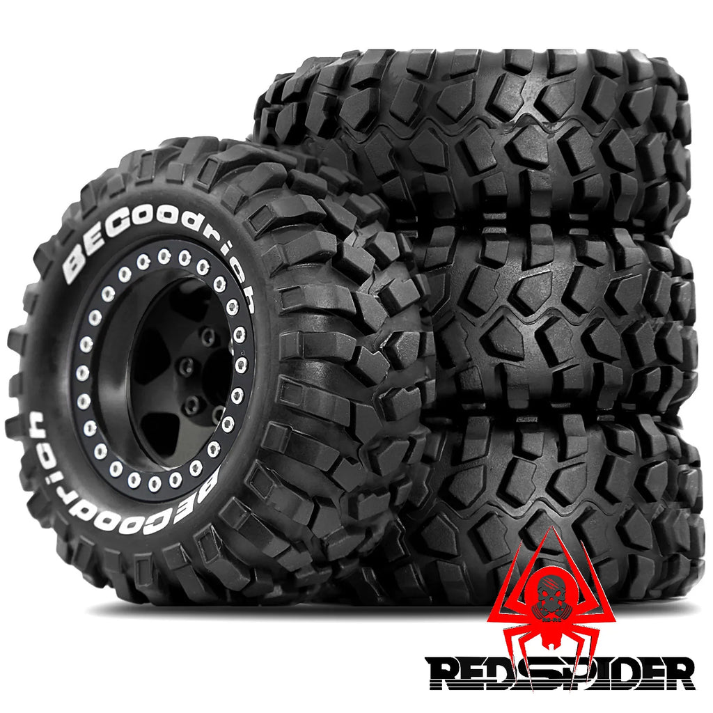 4pcs 1.9" Rubber Tires Beadlock Wheels Rims for 1/10 RC Crawler Car Traxxas TRX4 Axial SCX10 90046 90047 MST HSP Redcat Gen8