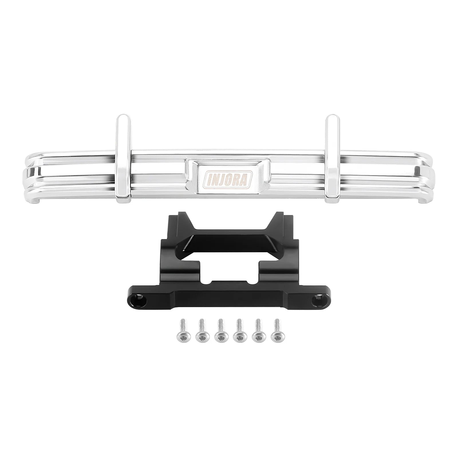INJORA CNC Aluminum Front Rear Bumper with Dual Exhaust for 1/18 RC Crawler TRX4M High Trail F150 Upgrade (4M-95)