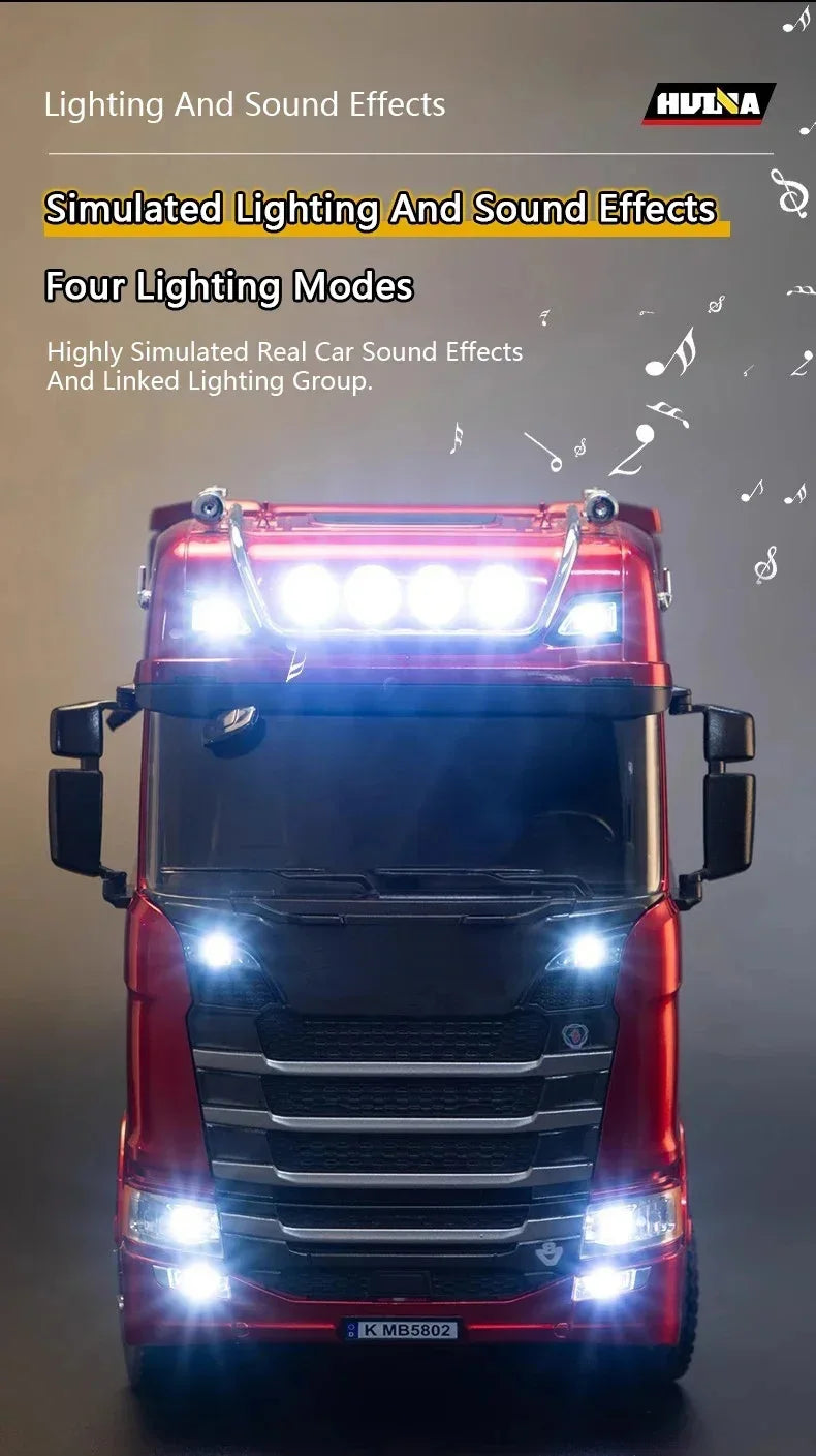 Huina 2025 new model 1501+1502 Scania 770s RC heavy-duty truck trailer model tractor high-end toy children's adult gift
