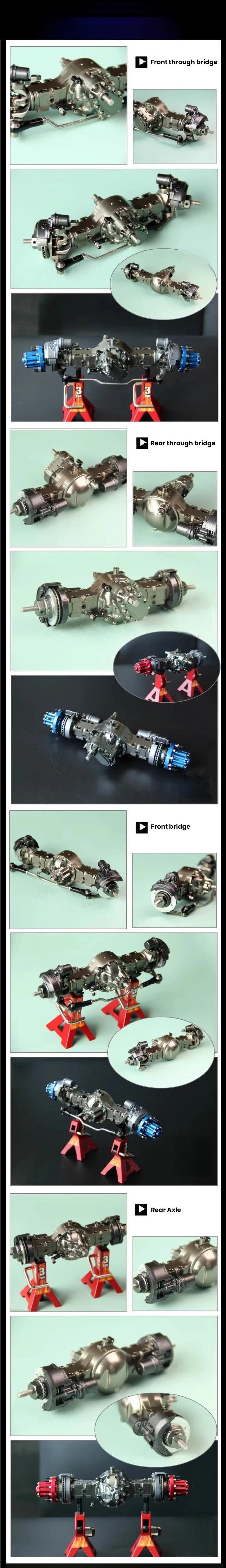 1/14 RC Truck Metal 4x4/6x6/8x8 Front Rear Power Axle Diff Lock Simulated Brake Disc for Tamiya Scania MAN Benz VOLVO Car Parts