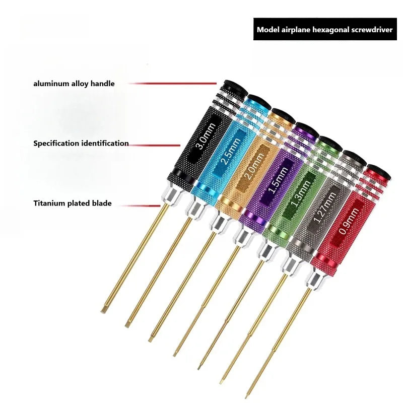 Model aircraft titanium plated hexagonal color round handle screwdriver set RC remote control car model maintenance
