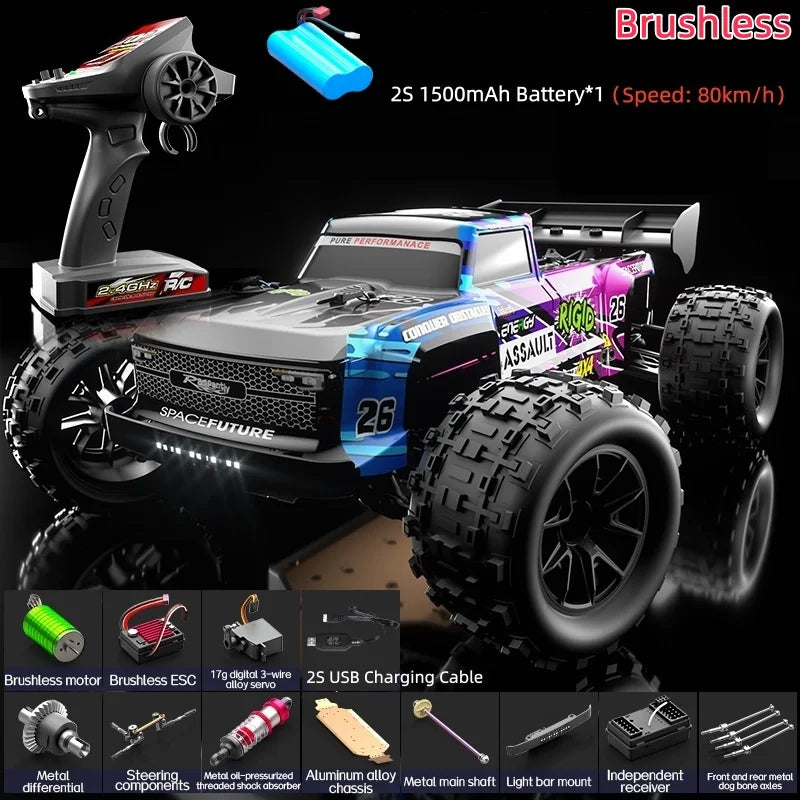 90KM/H High Speed Brushless Four-Wheel Drive Remote Control Car Off-road Vehicle RC Drift Racing With Lights RC Car Adult Toys