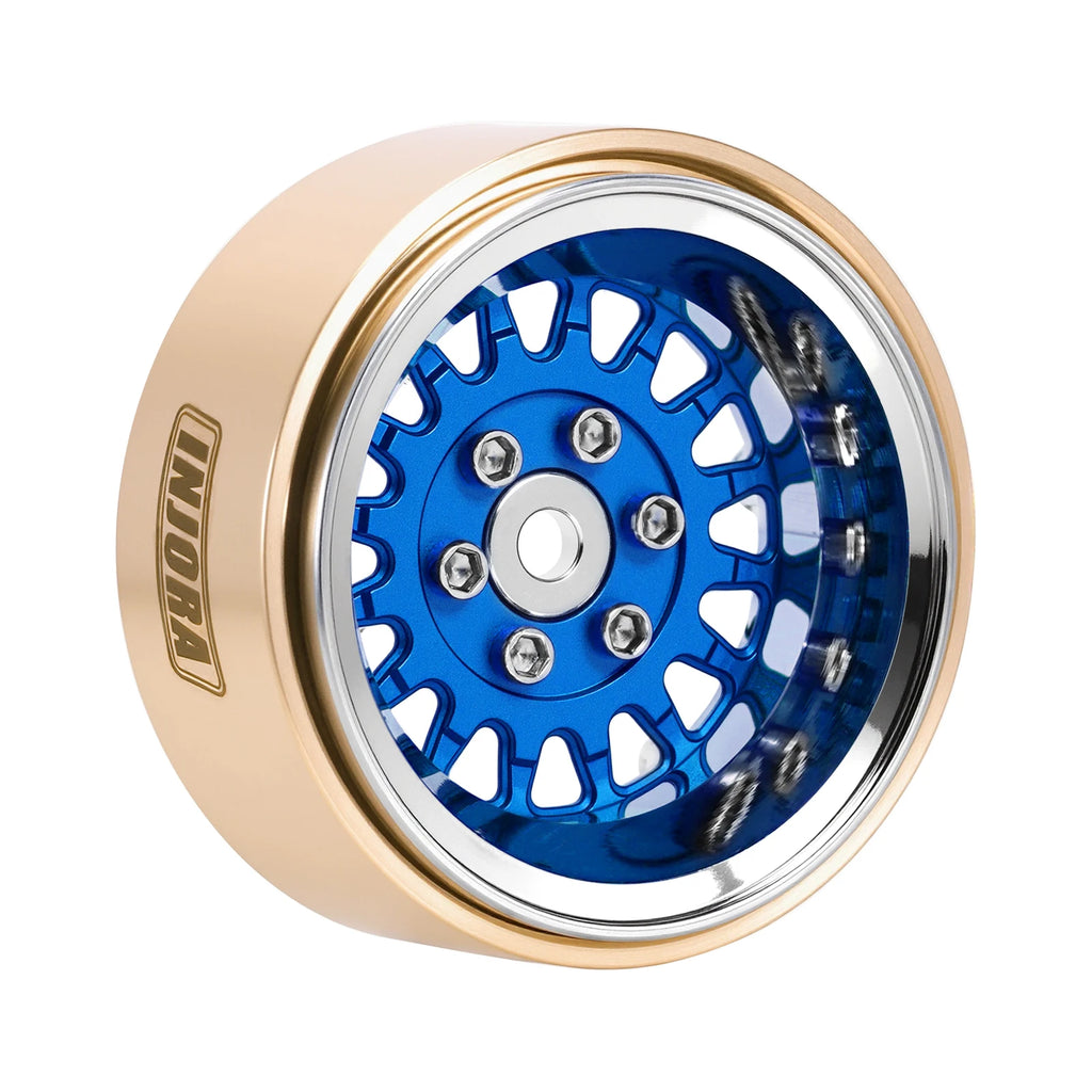 INJORA ModuWheel 1.3" Brass & Aluminum Beadlock Wheels, Negative Offset, for 1/18 1/24 RC Crawlers