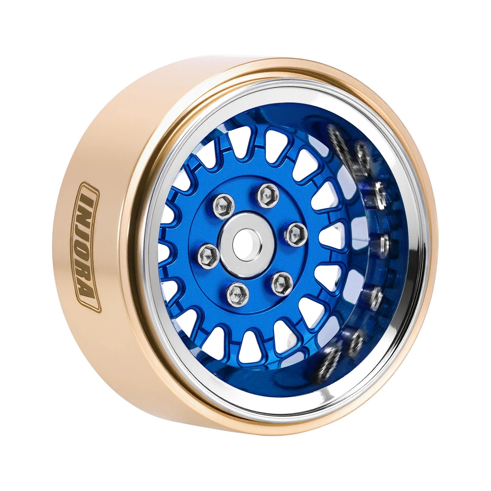 INJORA ModuWheel 1.3" Brass & Aluminum Beadlock Wheels, Negative Offset, for 1/18 1/24 RC Crawlers