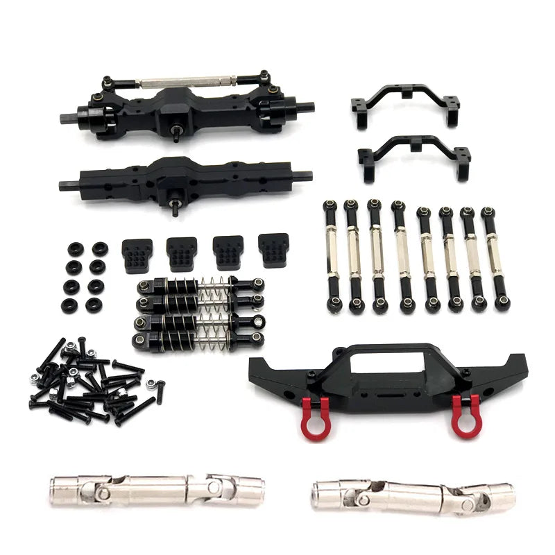 WPL C14 C24 C24-1 Metal Front and Rear Axle Chassis Link Rod Pull Rod Mount Shock Absorber Set 1/16 RC Car Upgrade Parts ﻿